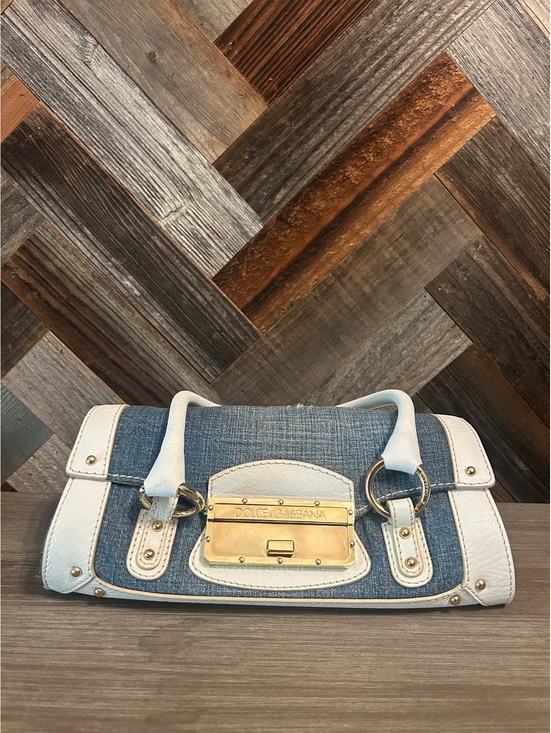Dolce & Gabbana Handbags - Dolce & Gabbana Denim and White Leather Shoulder Bag